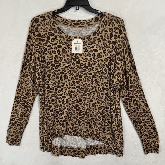 NEW Wonderly Curvy Leopard Print Long Sleeve Knit Top Size 2X Lightweight Layer - Picture 6 of 13